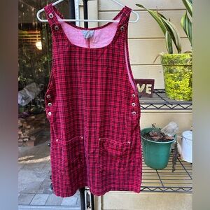 PAUL HARRIS PHD Vintage Plaid Red Checkered Jumper EUC Large Pockets Size Medium